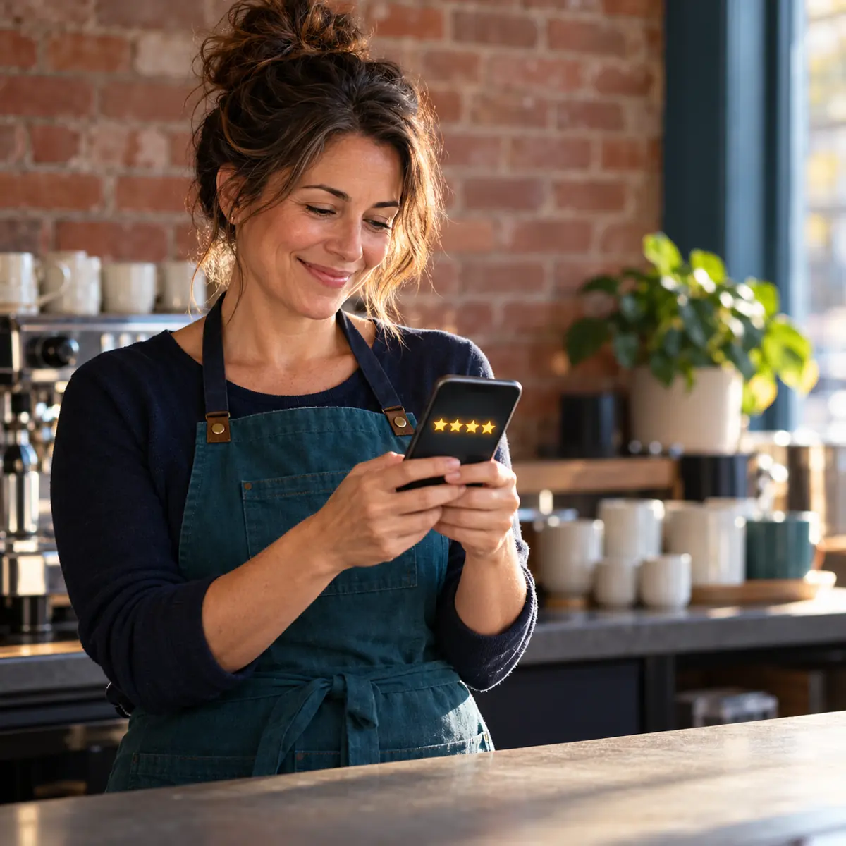 Louisville business owner reviewing customer feedback and online reputation
